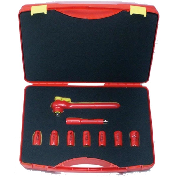 Friedrich 1/2'' Doppenset 10-19mm 1000V VDE + Omschakelbare Ratel, 9-delig