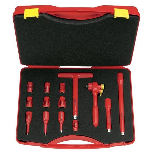 Friedrich 3/8'' Doppenset 8-19mm 1000V + Omschakelbare Ratel, 14-delig