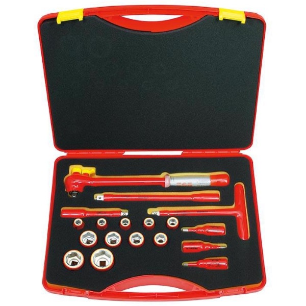 Friedrich 1/2" Doppenset 10-32mm 1000V VDE + Omschakelbare Ratel, 18-delig