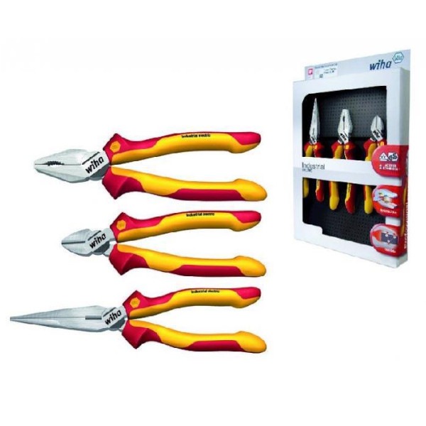 WIHA Tangenset Industrial Electric 1000V Z99009: Combinatie-, Punt-, Zijkniptang, 3-delig