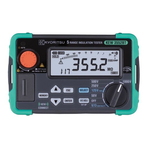 Kyoritsu 3552BT Digitale Isolatieweerstandmeter 50/100/125/250/500/1000V met geheugen