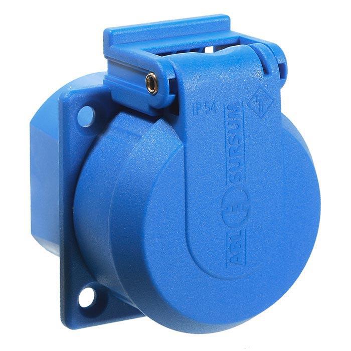 Schwabe Geaarde Contactdoos blauw met deksel tbv kabelhaspel