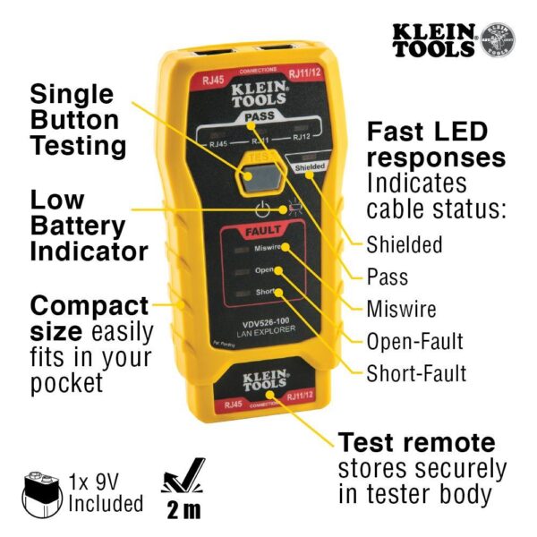 Klein Tools VDV526-100 LAN explorer kabeltester met afstandsmodule