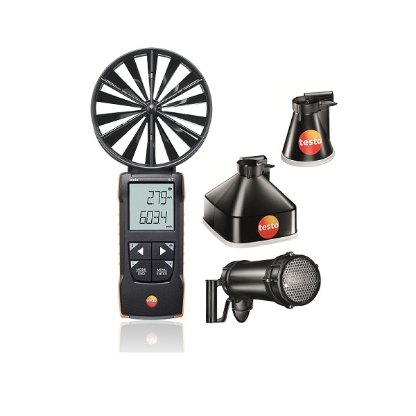 testo-417-Set2 Testo 417 set 2 - Vleugelrad-anemometer met meettrechters en gelijkrichter