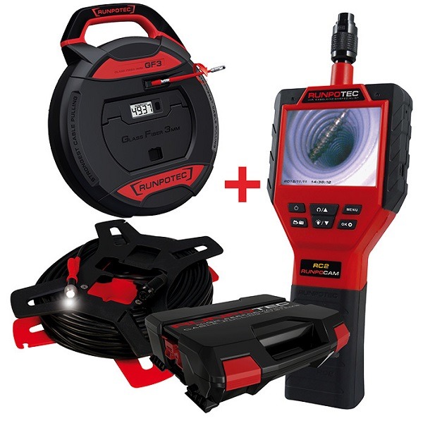 RUNPO ACTIESET Inspectiecamera RC2 30m + GF3 met lengtemeter